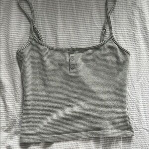 Edikted Gray Ribbed Sleeveless Crop Tank Top